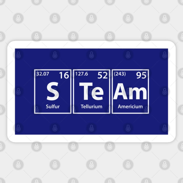 Steam (S-Te-Am) Periodic Elements Spelling Sticker by cerebrands